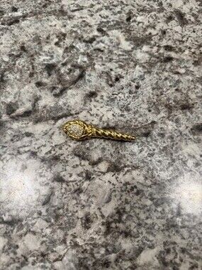 Vintage Gold Rope Twist Pin w/ Clear Stones – Elegant Sparkling Brooch Accent